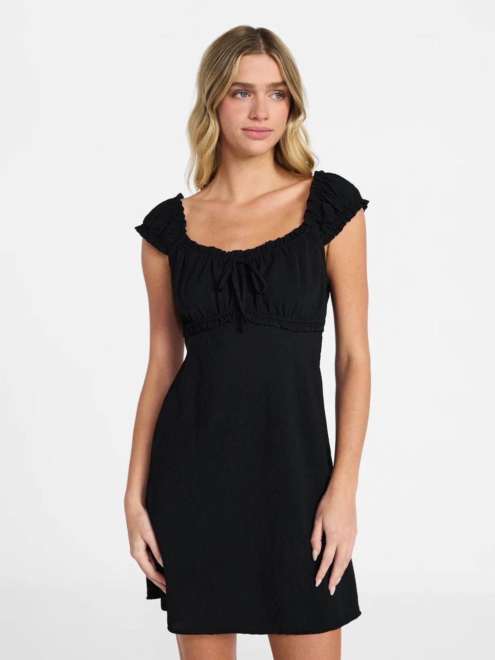No Boundaries Black Mini Dress with Ruching
